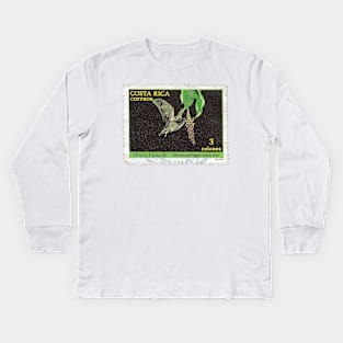 Vintage 1986 Costa Rica Flora y Fauna Stamp Kids Long Sleeve T-Shirt